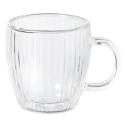 Xenos Theeglazen|Theeglazen-Theeglas dubbelwandig ribbel - ø7.5x8 cm - glas