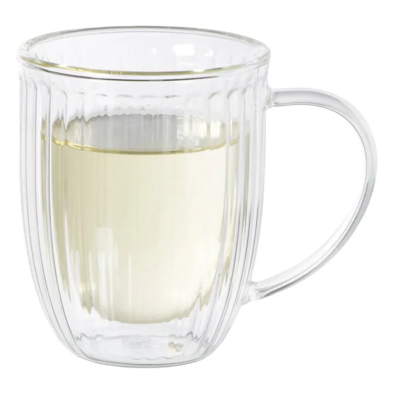 Xenos Theeglazen|Theeglazen-Theeglas dubbelwandig ribbel - 250 ml - glas