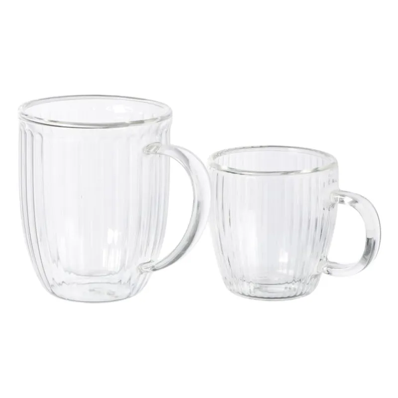 Xenos Theeglazen|Theeglazen-Theeglas dubbelwandig ribbel - 250 ml - glas