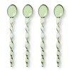 Xenos Thee Accessoires|Lepels-Theelepels groen - glas - set van 4