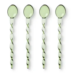 Xenos Thee Accessoires|Lepels-Theelepels groen - glas - set van 4
