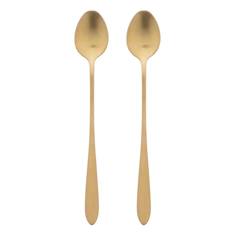 Xenos Lepels-Theelepels lang - goudkleurig - set van 2