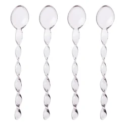 Xenos Thee Accessoires|Lepels-Theelepels roze - glas - set van 4