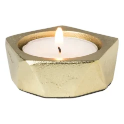 Xenos Waxinelichthouders-Theelichthouder achthoek - goud - ø5.5x2 cm