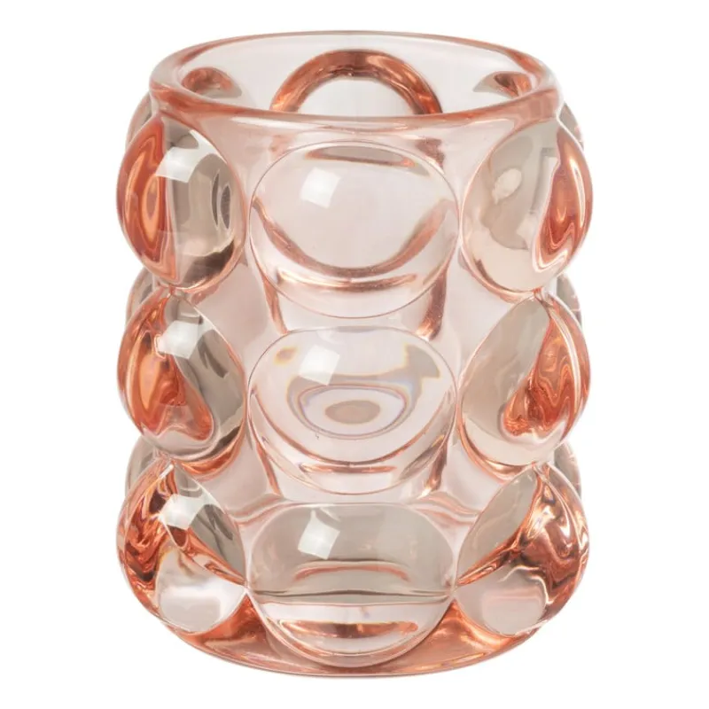 Xenos Waxinelichthouders-Theelichthouder bubbels - roze - ø8.5x9 cm