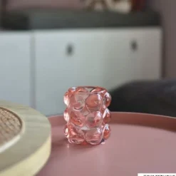 Xenos Waxinelichthouders-Theelichthouder bubbels - roze - ø8.5x9 cm