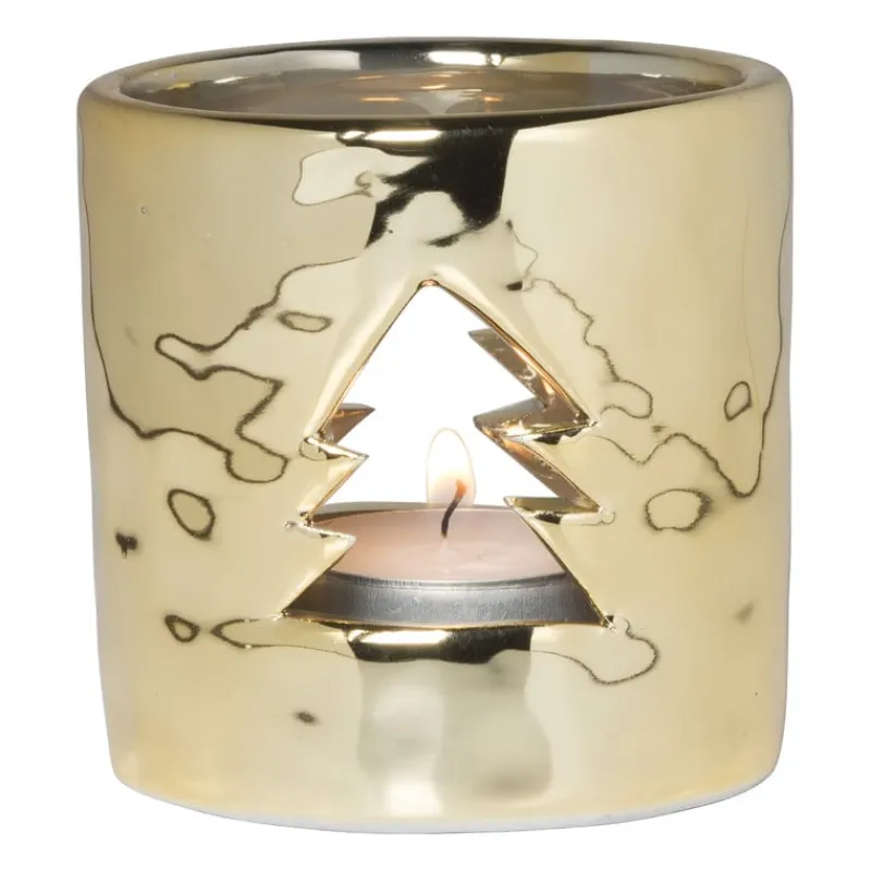 Xenos Spellen|Kerstcadeaus-Theelichthouder goud - diverse varianten - ø7.8x7.6 cm