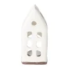 Xenos Kersthuisjes|Waxinelichthouders-Theelichthouder huis - glazed - 6.5x4.5x16.5 cm