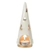 Xenos Kerstverlichting|Kleine Kerstbomen-Theelichthouder kerstboom - beige - ø7x19 cm