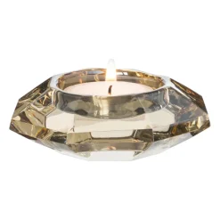 Xenos Waxinelichthouders-Theelichthouder Kristal - licht bruin -ø8x3 cm
