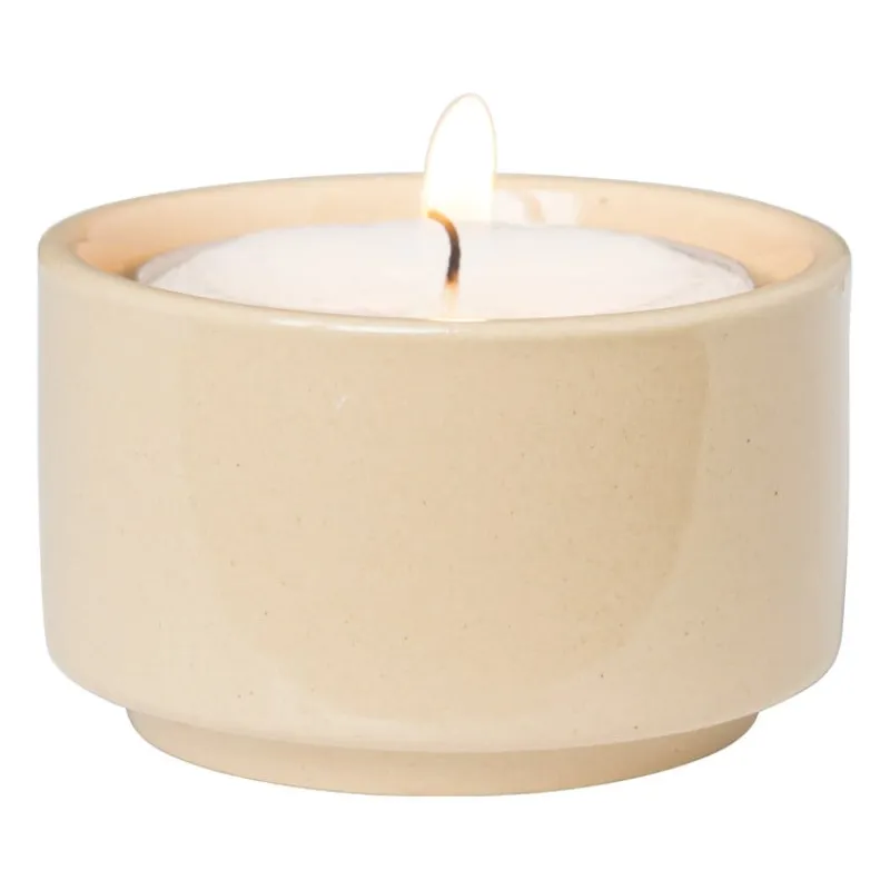 Xenos Waxinelichthouders-Theelichthouder mini - beige - ø5x3 cm