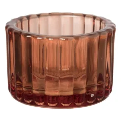 Xenos Waxinelichthouders-Theelichthouder ribbel - rood - ø5x3.7 cm