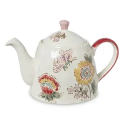 Xenos Theepotten-Theepot bloemen en vlinder - multikleur - 750 ml