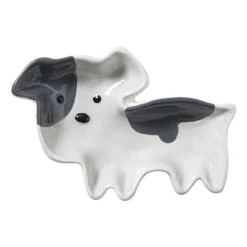 Xenos Thee Accessoires-Theezakjeshouder hond frenchie - wit/grijs - 2.3x8 cm