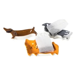 Xenos Thee Accessoires-Theezakjeshouder hond frenchie - wit/grijs - 2.3x8 cm