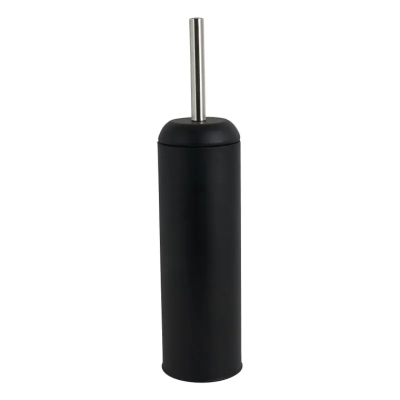 Xenos Toiletborstels-Toiletborstel en houder metaal - zwart - 41 cm