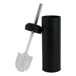 Xenos Toiletborstels-Toiletborstel en houder metaal - zwart - 41 cm