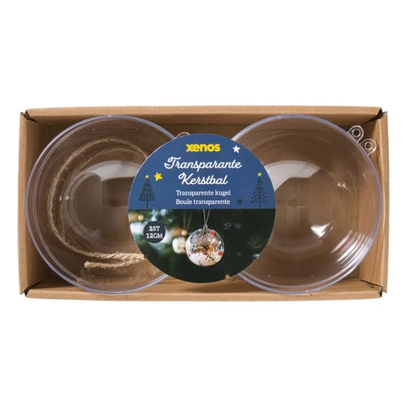 Xenos Kerstballen-Transparante kerstbal - ø12 cm - set van 2