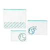 Xenos Koffer Organizers-Transparante travel bags - wit/blauw - set van 3