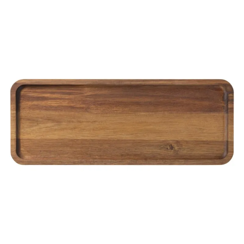 Xenos Borrelplanken|Kaarsenplateaus-tray acacia groot - bruin - 14x36x1.5 cm