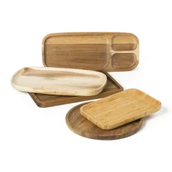 Xenos Borrelplanken|Kaarsenplateaus-tray acacia middel - bruin - 18x28x1.5 cm