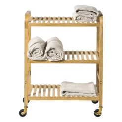 Xenos Keukentrolleys-Trolley bamboe - bruin - 80x60x33.5 cm