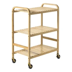 Xenos Keukentrolleys-Trolley bamboe - bruin - 80x60x33.5 cm