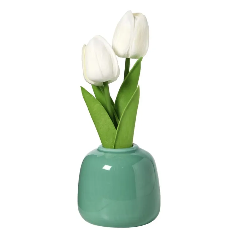 Xenos Kunstbloemen-Tulpen in vaasje - diverse varianten - ø7x18 cm