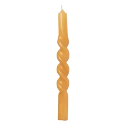 Xenos Kerstcadeaus|Dinerkaarsen-Twisted dinerkaars - okergeel - ⌀3x25 cm