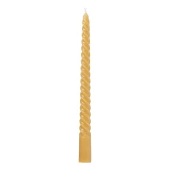 Xenos Dinerkaarsen-Twisted dinerkaars - okergeel - ⌀2x25 cm