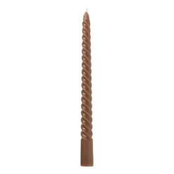 Xenos Kerstcadeaus|Dinerkaarsen-Twisted dinerkaars - terra - ⌀2x25 cm