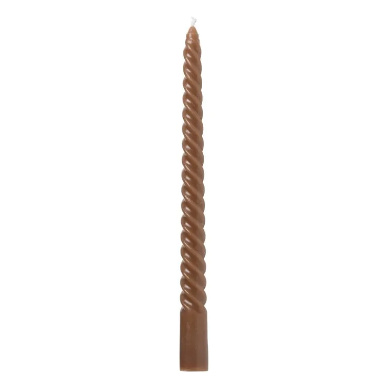 Xenos Kerstcadeaus|Dinerkaarsen-Twisted dinerkaars - terra - ⌀2x25 cm