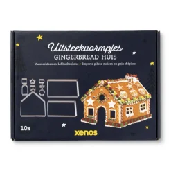 Xenos Bakvormen|Kerst Bakken-Uitsteekvormpjes gingerbread huis - set van 10