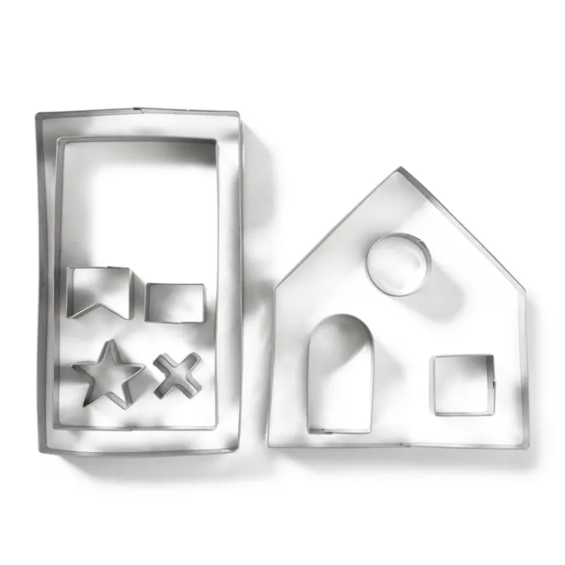 Xenos Bakvormen|Kerst Bakken-Uitsteekvormpjes gingerbread huis - set van 10