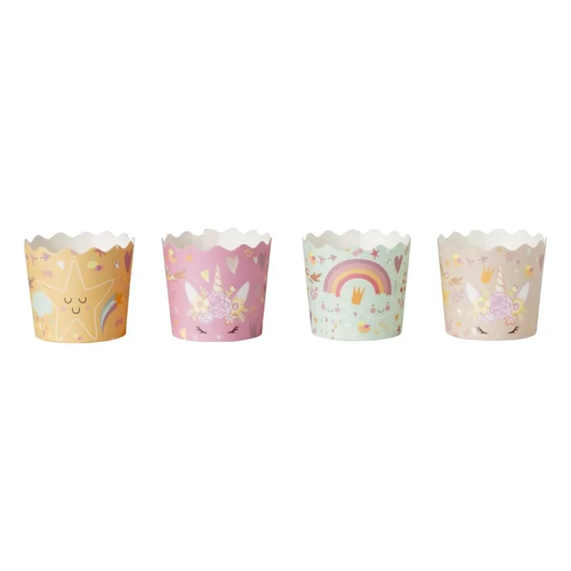 Xenos Kinderfeestjes-Unicorn traktatieset uitdeelbakjes en prikkers - multikleur