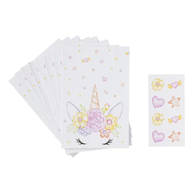 Xenos Kinderfeestjes-Unicorn uitdeelzakjes - multikleur - set van 8