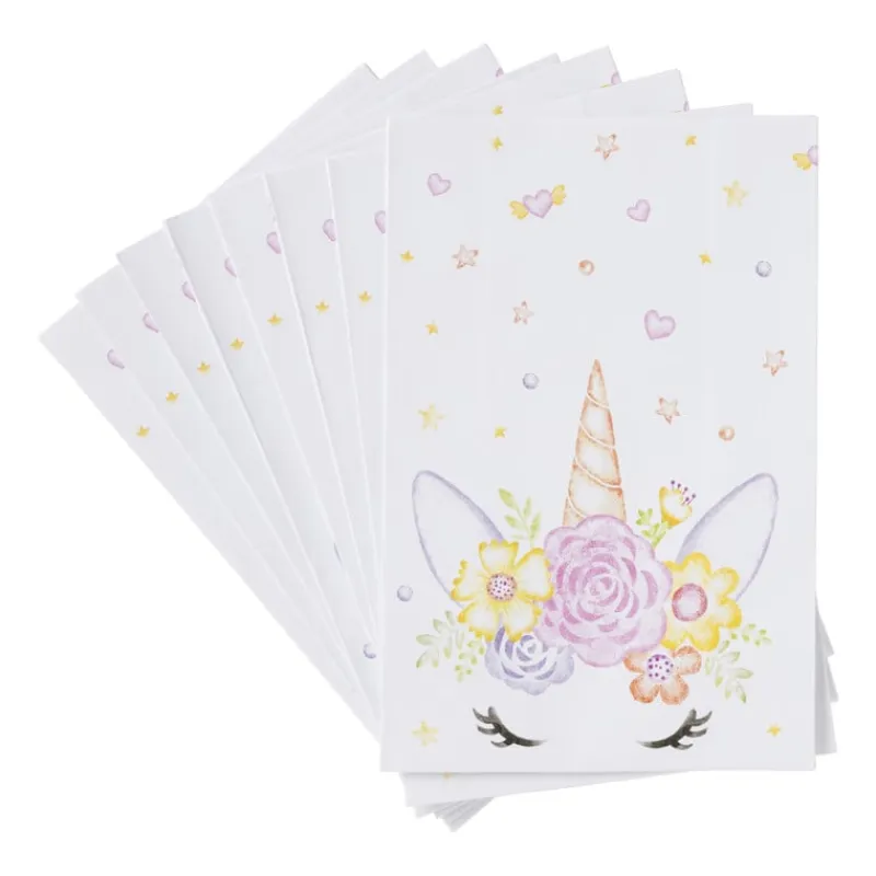 Xenos Kinderfeestjes-Unicorn uitdeelzakjes - multikleur - set van 8