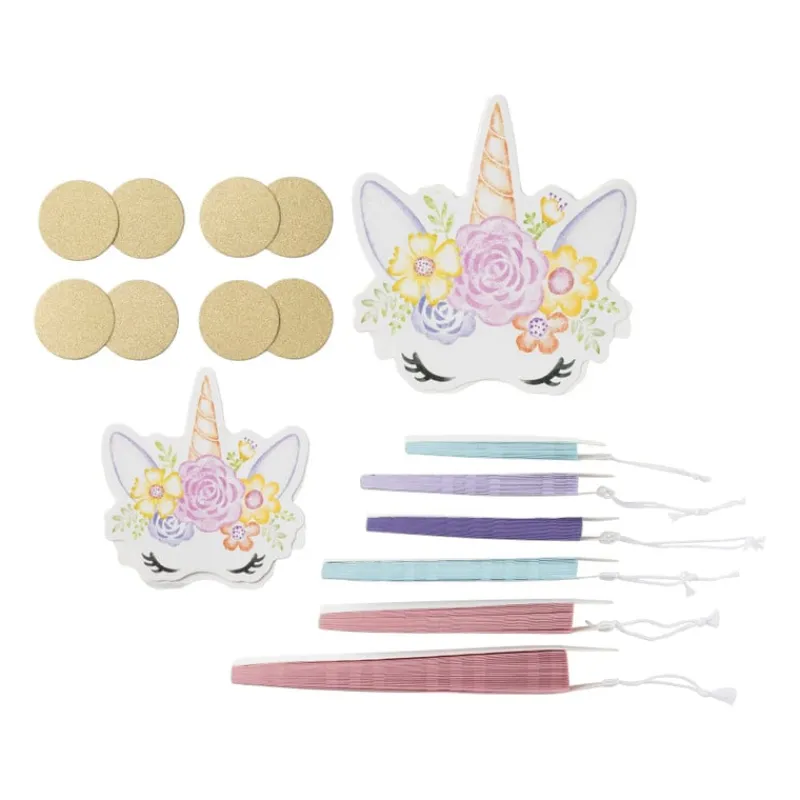 Xenos Kinderfeestjes-Unicorn waaiers - multikleur - set van 6