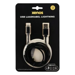 Xenos Opladers-USB laadkabel 1.5 m - zwart