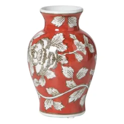 Xenos Vazen|Vazen-Vaas bloemenprint middel - rood - ø9.5x15 cm