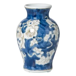 Xenos Vazen|Vazen-Vaas bloemenprint middel - blauw - ø9.5x15 cm