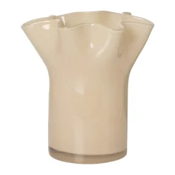 Xenos Vazen|Vazen-Vaas golf - beige - 22.5x20x19 cm