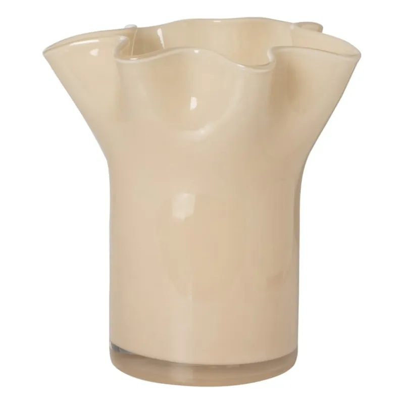 Xenos Vazen|Vazen-Vaas golf - beige - 22.5x20x19 cm