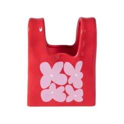 Xenos Vazen|Vazen-Vaas handtas Bianca - rood/roze - 17.5x14x8.5 cm