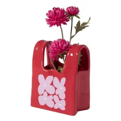 Xenos Vazen|Vazen-Vaas handtas Bianca - rood/roze - 17.5x14x8.5 cm