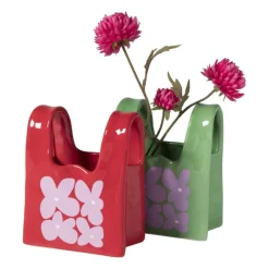 Xenos Vazen|Vazen-Vaas handtas Bianca - rood/roze - 17.5x14x8.5 cm
