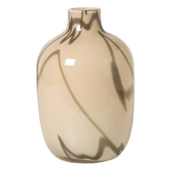 Xenos Kerstcadeaus|Vazen-Vaas met lijnen - beige/bruin - ø16.5x26 cm