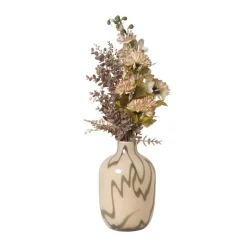 Xenos Kerstcadeaus|Vazen-Vaas met lijnen - beige/bruin - ø16.5x26 cm