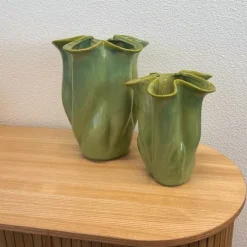 Xenos Vazen|Vazen-Vaas reactive glaze klein - groen - 19.3x16x14.3 cm