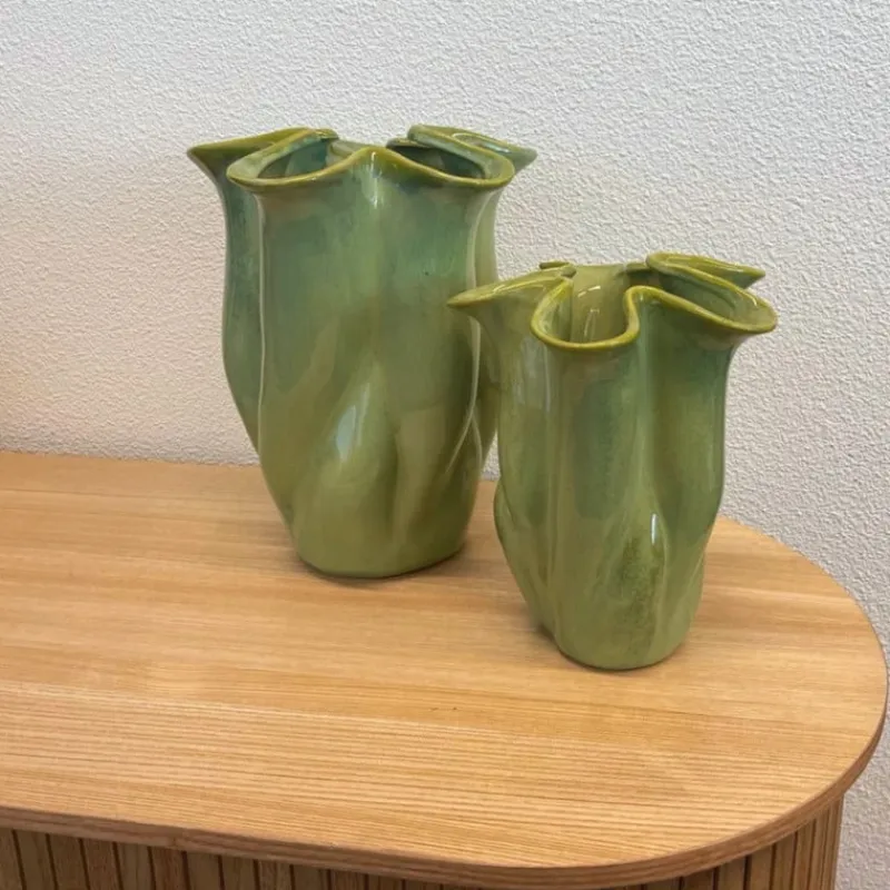 Xenos Vazen|Vazen-Vaas reactive glaze klein - groen - 19.3x16x14.3 cm